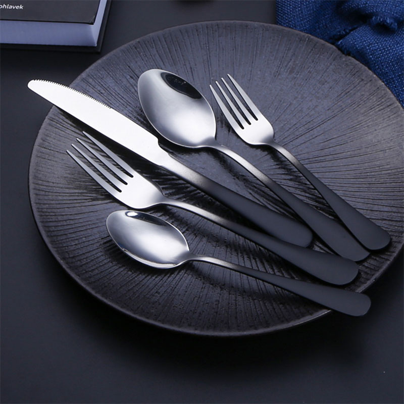 Titanium-plated Black Hotel Tableware Dining Soup Spoon Fork Knife Sets